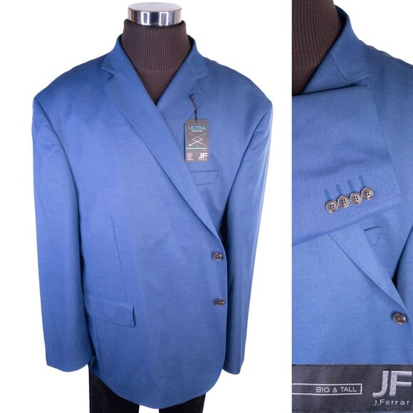 JF FERRAR Mens Blazer Sport Coat Casual Jacket Size 60R Poly Blend Two Button - Picture 1 of 15